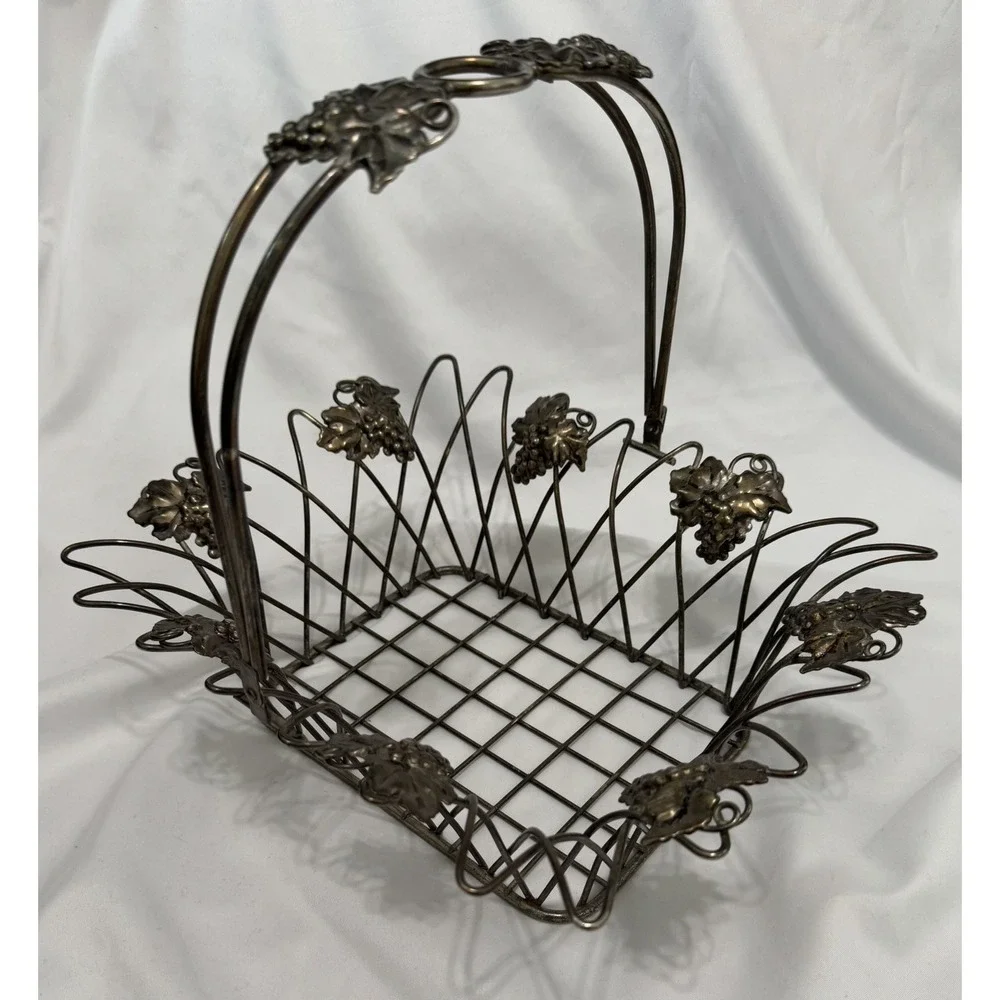 Vintage Antique‎ Basket FILIGREE Melchior Soviet USSR Fruit Country Kitchen